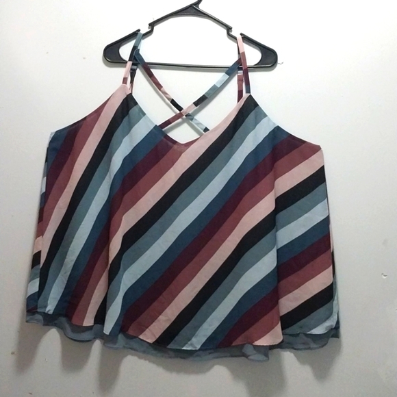 Torrid Asymmetrical Pinks & Blues Striped Camisole Size 4 - Picture 1 of 8